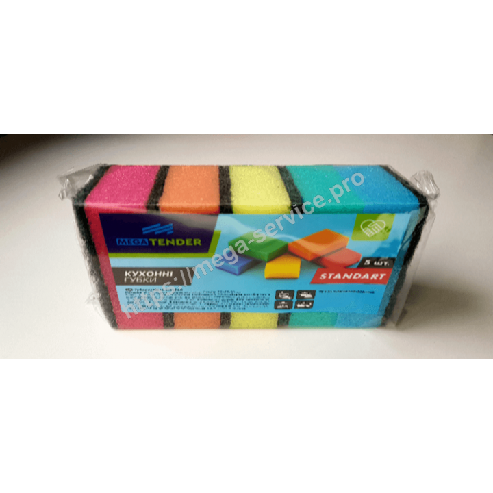 Губка кухонна MEGA TENDER Standard 5 шт. 90*55*30